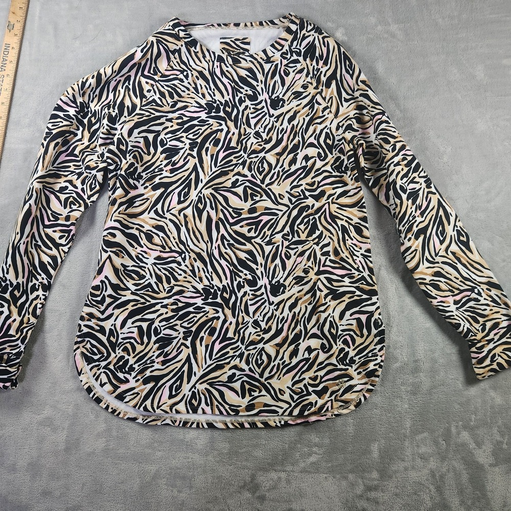 Lilly Pulitzer Black Cream and Pink Abstract Zebra Print Blouse